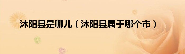沐阳县是哪儿（沐阳县属于哪个市）