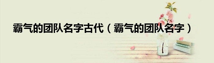 霸气的团队名字古代（霸气的团队名字）