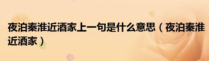 夜泊秦淮近酒家上一句是什么意思（夜泊秦淮近酒家）