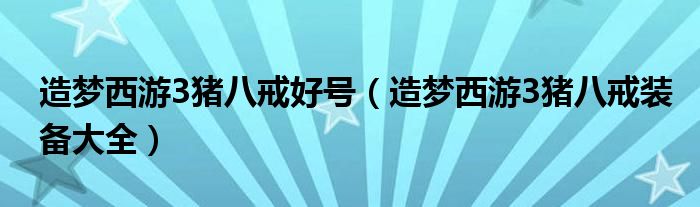 造梦西游3猪八戒好号（造梦西游3猪八戒装备大全）