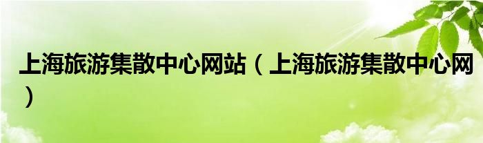 上海旅游集散中心网站（上海旅游集散中心网）