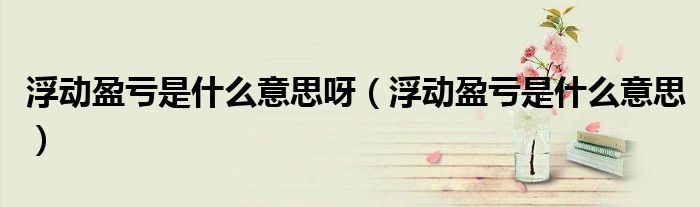 浮动盈亏是什么意思呀（浮动盈亏是什么意思）