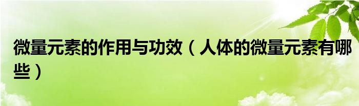 微量元素的作用与功效（人体的微量元素有哪些）