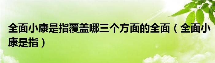全面小康是指覆盖哪三个方面的全面（全面小康是指）