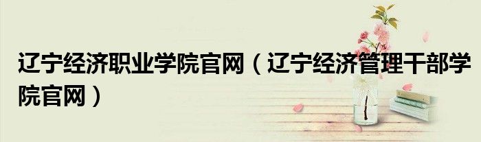 辽宁经济职业学院官网（辽宁经济管理干部学院官网）