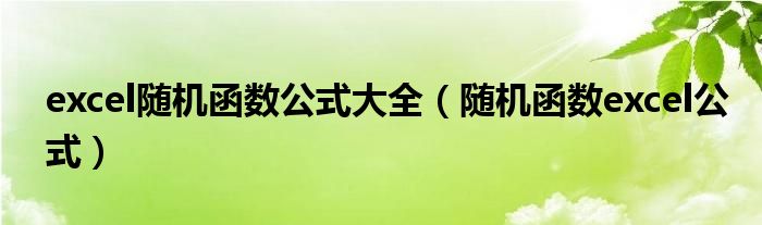 excel随机函数公式大全（随机函数excel公式）