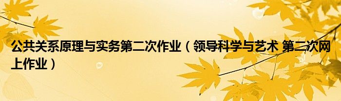 公共关系原理与实务第二次作业（领导科学与艺术 第二次网上作业）