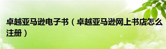 卓越亚马逊电子书（卓越亚马逊网上书店怎么注册）