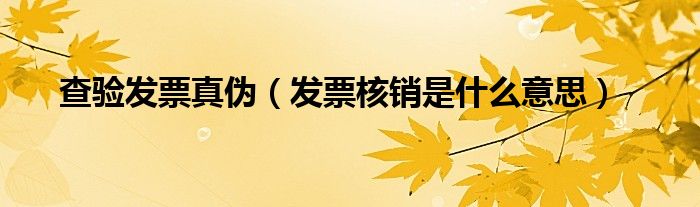 查验发票真伪（发票核销是什么意思）