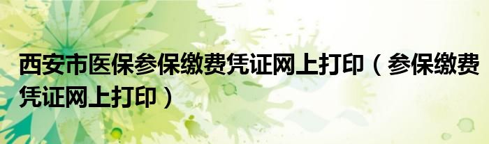 西安市医保参保缴费凭证网上打印（参保缴费凭证网上打印）