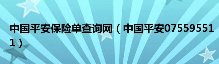 中国平安保险单查询网（中国平安075595511）