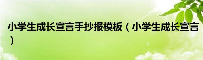 小学生成长宣言手抄报模板（小学生成长宣言）