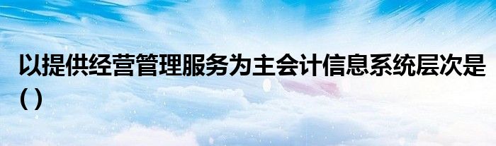 以提供经营管理服务为主会计信息系统层次是( )