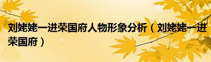 刘姥姥一进荣国府人物形象分析（刘姥姥一进荣国府）