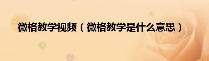 微格教学视频（微格教学是什么意思）