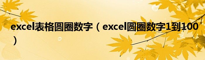 excel表格圆圈数字（excel圆圈数字1到100）