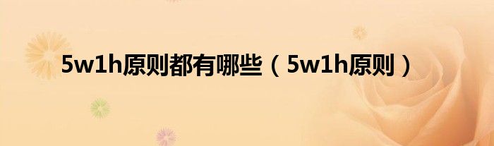 5w1h原则都有哪些（5w1h原则）