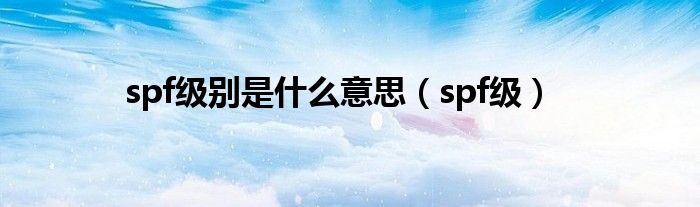 spf级别是什么意思（spf级）