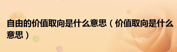 自由的价值取向是什么意思（价值取向是什么意思）