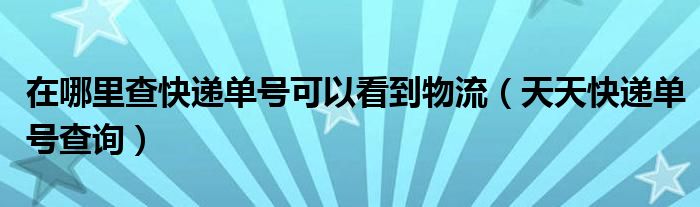 在哪里查快递单号可以看到物流（天天快递单号查询）