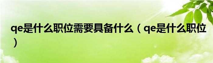 qe是什么职位需要具备什么（qe是什么职位）