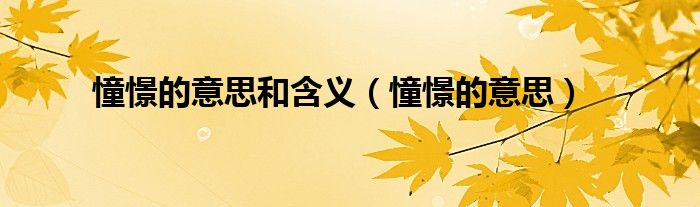 憧憬的意思和含义（憧憬的意思）