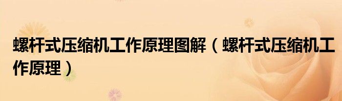 螺杆式压缩机工作原理图解（螺杆式压缩机工作原理）