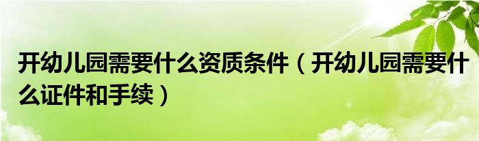 开幼儿园需要什么资质条件（开幼儿园需要什么证件和手续）
