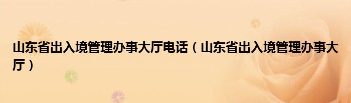 山东省出入境管理办事大厅电话（山东省出入境管理办事大厅）