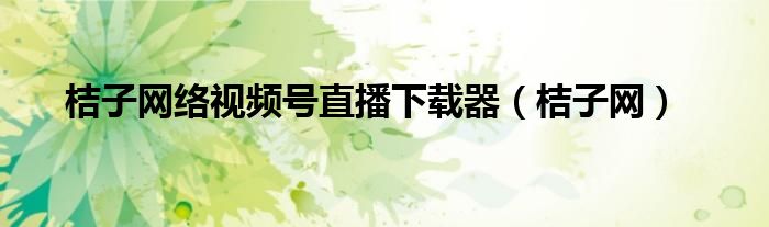 桔子网络视频号直播下载器（桔子网）