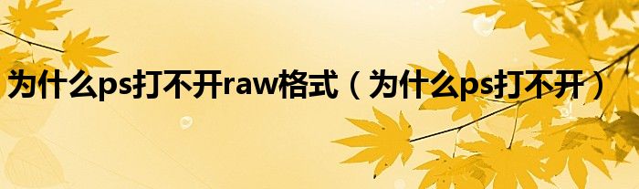 为什么ps打不开raw格式（为什么ps打不开）