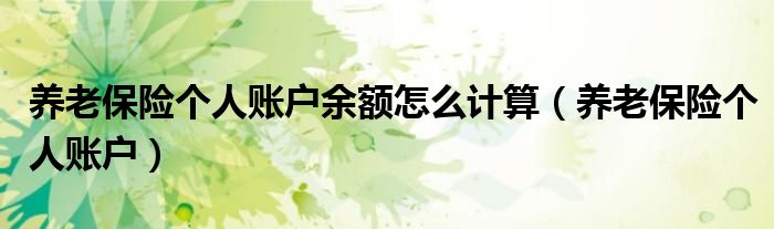 养老保险个人账户余额怎么计算（养老保险个人账户）