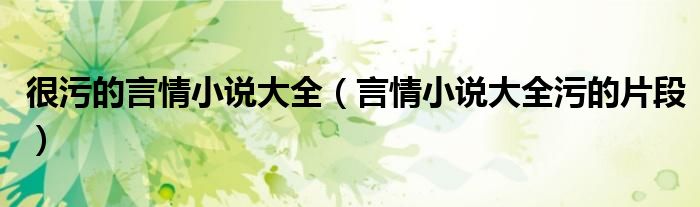 很污的言情小说大全（言情小说大全污的片段）