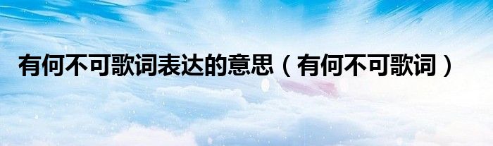 有何不可歌词表达的意思（有何不可歌词）