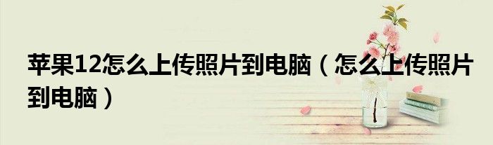 苹果12怎么上传照片到电脑（怎么上传照片到电脑）