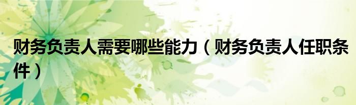 财务负责人需要哪些能力（财务负责人任职条件）
