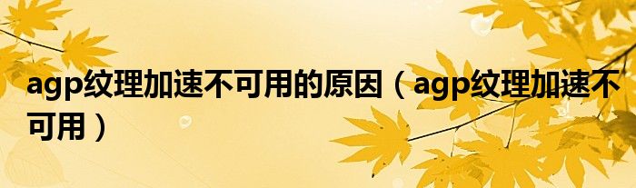 agp纹理加速不可用的原因（agp纹理加速不可用）