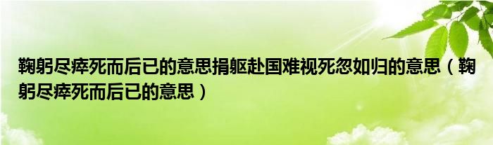 鞠躬尽瘁死而后已的意思捐躯赴国难视死忽如归的意思（鞠躬尽瘁死而后已的意思）