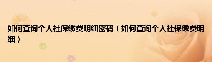 如何查询个人社保缴费明细密码（如何查询个人社保缴费明细）