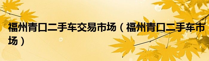 福州青口二手车交易市场（福州青口二手车市场）