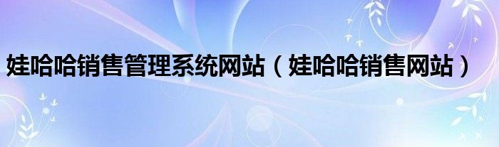 娃哈哈销售管理系统网站（娃哈哈销售网站）