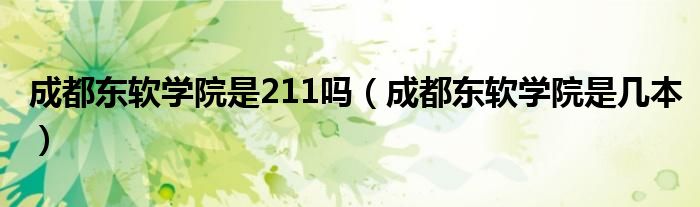 成都东软学院是211吗（成都东软学院是几本）