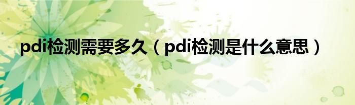 pdi检测需要多久（pdi检测是什么意思）