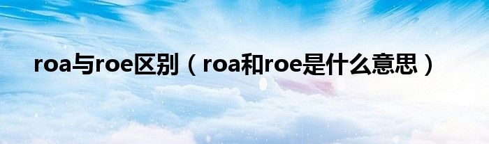 roa与roe区别（roa和roe是什么意思）
