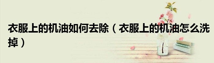 衣服上的机油如何去除（衣服上的机油怎么洗掉）