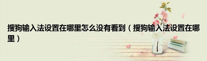 搜狗输入法设置在哪里怎么没有看到（搜狗输入法设置在哪里）