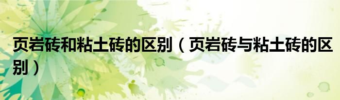页岩砖和粘土砖的区别（页岩砖与粘土砖的区别）