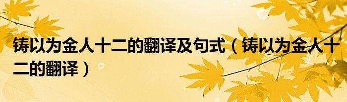 铸以为金人十二的翻译及句式（铸以为金人十二的翻译）