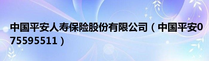 中国平安人寿保险股份有限公司（中国平安075595511）