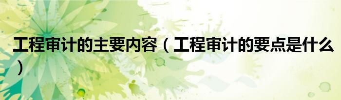 工程审计的主要内容（工程审计的要点是什么）